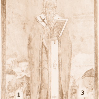 03 2020 10 Ikona sv. Charalampes so zivotom 18. stor. cislovanie sepia